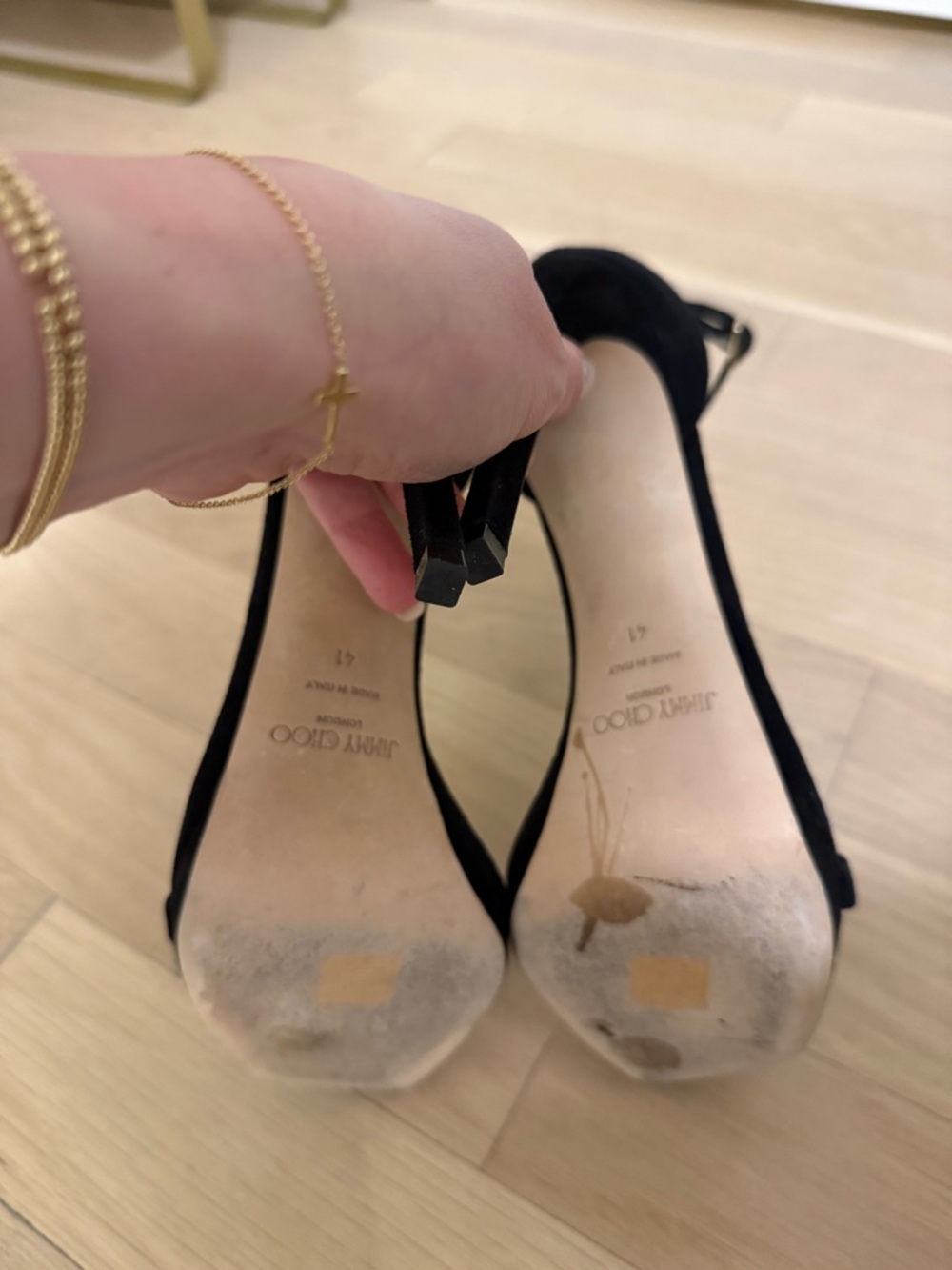 Jimmy Choo Black Suede Ankle-Strap Stiletto Sandals - Picture 6 of 7